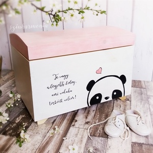 Emlékőrző faláda - Pandamaci (névre szóló kincsesláda), Otthon & Életmód, Tárolás & Rendszerezés, Láda, Festett tárgyak, Fotó, grafika, rajz, illusztráció, MESKA