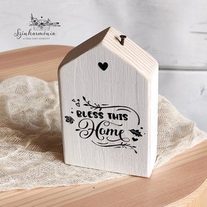 Dekorházikó kéménnyel - Édes Otthon (falevelek), Otthon & Életmód, Dekoráció, Dísztárgy, Famegmunkálás, Festett tárgyak, MESKA