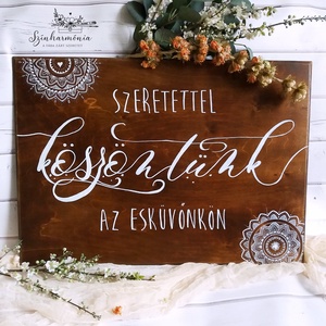BÉRELHETŐ esküvői tábla - Köszöntő tábla mandalával - esküvő - dekoráció - tábla & jelzés - Meska.hu