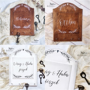 Fali kulcstartó tábla - Egyedi felirattal (barna) - otthon & életmód - dekoráció - fali és függő dekoráció - fali kulcstartó - Meska.hu