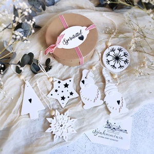 Karácsonyfadíszek - 6 db-os ajándékcsomag (kör), Karácsony, Karácsonyi lakásdekoráció, Karácsonyfadíszek, Fotó, grafika, rajz, illusztráció, Kerámia, MESKA