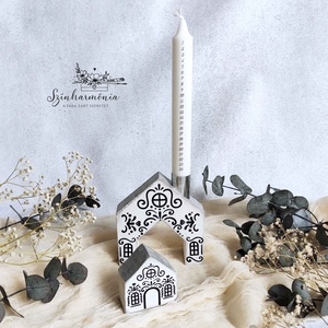 Adventi naptár gyertya - Karácsonyi házikó - karácsony - adventi díszek - adventi naptár - Meska.hu