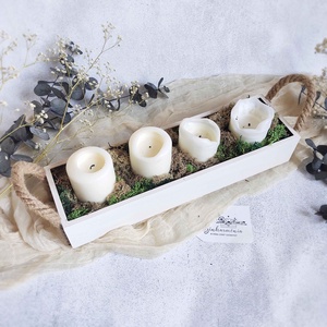 Natúr Advent - Tál kötélfogantyúval és gyertyákkal, Karácsony, Adventi díszek, Adventi koszorú, Festett tárgyak, Gyertya-, mécseskészítés, MESKA