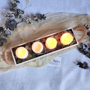 Natúr Advent - Tál kötélfogantyúval és gyertyákkal - karácsony - adventi díszek - adventi koszorú - Meska.hu