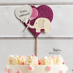 Térhatású tortabeszúró - Rózsaszín elefánt, Otthon & Életmód, Konyhafelszerelés, tálalás, Sütés, főzés, Sütidísz, Papírművészet, Mindenmás, MESKA