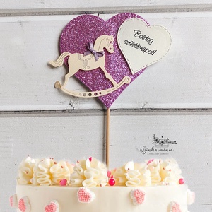 Térhatású tortabeszúró - Hintaló rózsaszín, Otthon & Életmód, Konyhafelszerelés, tálalás, Sütés, főzés, Sütidísz, Papírművészet, Mindenmás, MESKA