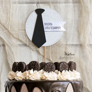 Térhatású tortabeszúró - Nyakkendő, Otthon & Életmód, Konyhafelszerelés, tálalás, Sütés, főzés, Sütidísz, Papírművészet, Mindenmás, MESKA