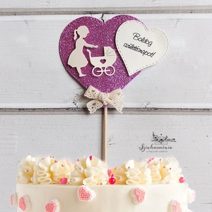 Térhatású tortabeszúró - Kislány babakocsival, Otthon & Életmód, Konyhafelszerelés, tálalás, Sütés, főzés, Sütidísz, Papírművészet, Mindenmás, MESKA