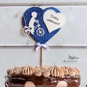 Térhatású tortabeszúró - Bicikliző kisfiú, Otthon & Életmód, Konyhafelszerelés, tálalás, Sütés, főzés, Sütidísz, Papírművészet, Mindenmás, MESKA