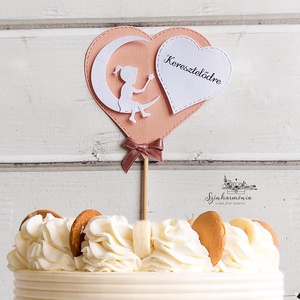Térhatású tortabeszúró - Keresztelőre kislány holdon, Otthon & Életmód, Konyhafelszerelés, tálalás, Sütés, főzés, Sütidísz, Papírművészet, Mindenmás, MESKA