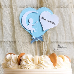 Térhatású tortabeszúró - Keresztelőre kisfiú holdon, Otthon & Életmód, Konyhafelszerelés, tálalás, Sütés, főzés, Sütidísz, Papírművészet, Mindenmás, MESKA