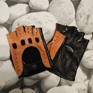 Narancs-fekete csonkaujjú autós - ruha & divat - sál, sapka, kendő - kesztyű - Meska.hu