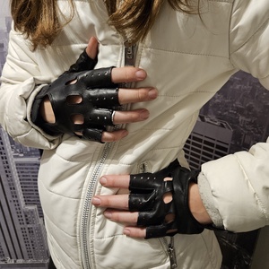 fekete csonka ujjú férfi és női autós, Otthon & Életmód, Autó, Autós kesztyű, Bőrművesség, Varrás, MESKA