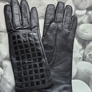 fekete, lakkbetétes - ruha & divat - sál, sapka, kendő - kesztyű - Meska.hu