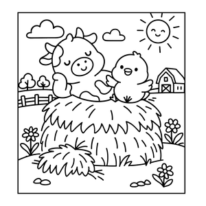 Színezőfüzet felnőtt nőknek és kislányoknak. Boci és csibe vidéki kalandok két jó baráttal. Színezőkönyv stressz ellen. - otthon & életmód - papír, írószer - színező - Meska.hu