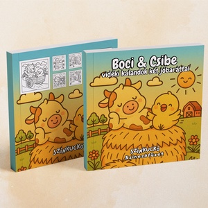 Színezőfüzet felnőtt nőknek és kislányoknak. Boci és csibe vidéki kalandok két jó baráttal. Színezőkönyv stressz ellen., Otthon & Életmód, Papír, írószer, Színező, Fotó, grafika, rajz, illusztráció, Papírművészet, MESKA