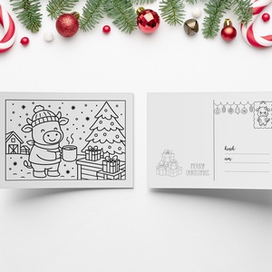 Kiszínezem neked, Mama!  Színezhető karácsonyi képeslap gyerekektől szívvel - karácsony - karácsonyi ajándékozás - karácsonyi képeslap, üdvözlőlap, ajándékkísérő - Meska.hu