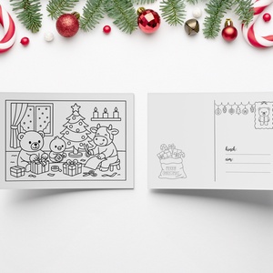 Képeslap, amit a gyerek színez meg  Személyes karácsonyi ajándék szülőknek, nagyszülőknek - Meska.hu