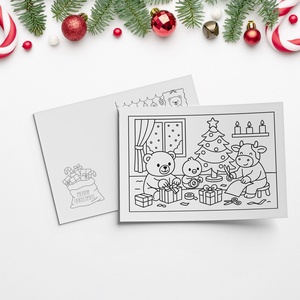 Képeslap, amit a gyerek színez meg  Személyes karácsonyi ajándék szülőknek, nagyszülőknek - karácsony - karácsonyi ajándékozás - karácsonyi képeslap, üdvözlőlap, ajándékkísérő - Meska.hu