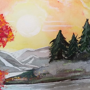 Őszi tájkép - művészet - festmény - akril - Meska.hu