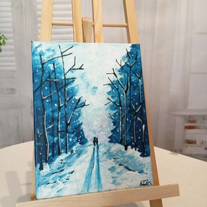 Téli tájkép - művészet - festmény - akril - Meska.hu