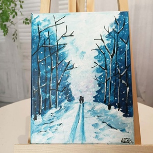 Téli tájkép, Művészet, Festmény, Akril, Festészet, MESKA