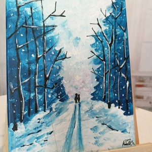 Téli tájkép - művészet - festmény - akril - Meska.hu