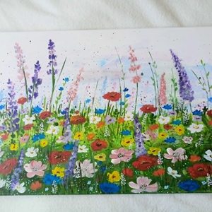 Akril festmény - Vadvirágos rét - művészet - festmény - akril - Meska.hu