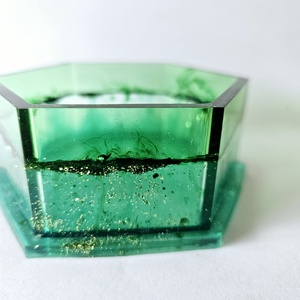 epoxy hatszögletű ékszertartó zöld, Ékszer, Ékszertartó, Ékszerdoboz, Ékszerkészítés, Festészet, MESKA