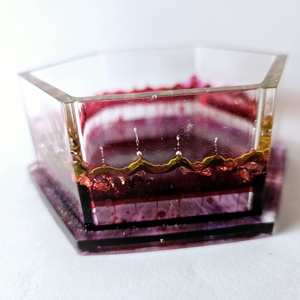 epoxy hatszögletű ékszertartó lilásbordós, Ékszer, Ékszertartó, Ékszerdoboz, Ékszerkészítés, Festészet, MESKA
