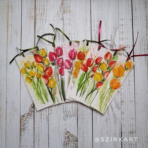 Akvarell könyvjelző, tulipános - Meska.hu