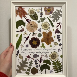 Idézetes kép préselt virágokkal, levelekkel - otthon & életmód - dekoráció - kép & falikép - 3d képek - Meska.hu