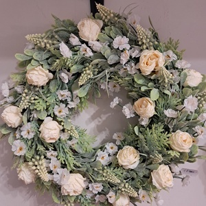 Tavaszi kopogtató, Otthon & Életmód, Dekoráció, Ajtó- és ablak dekoráció, Ajtódísz & Kopogtató, Virágkötés, MESKA