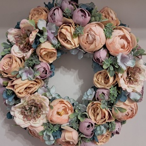 Tavaszi kopogtató, Otthon & Életmód, Dekoráció, Ajtó- és ablak dekoráció, Ajtódísz & Kopogtató, Virágkötés, MESKA