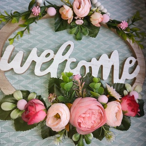 Ajtódísz - welcome - rózsaszín  - Meska.hu