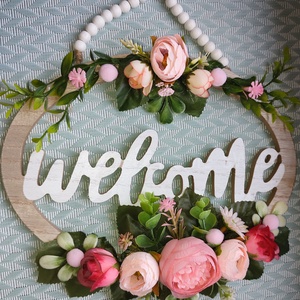Ajtódísz - welcome - rózsaszín  - otthon & életmód - dekoráció - ajtó- és ablak dekoráció - ajtódísz & kopogtató - Meska.hu