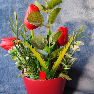 Nyuszis tulipános dekoráció  - otthon & életmód - dekoráció - asztal és polc dekoráció - asztaldísz - Meska.hu