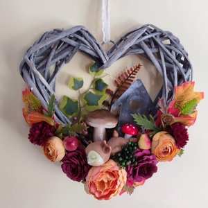 Őszi kopogtató gombás, őzikés - otthon & életmód - dekoráció - ajtó- és ablak dekoráció - ajtódísz & kopogtató - Meska.hu