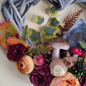 Őszi kopogtató gombás, őzikés - otthon & életmód - dekoráció - ajtó- és ablak dekoráció - ajtódísz & kopogtató - Meska.hu