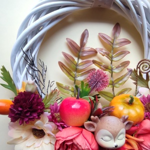 Őszi kopogtató gombás, őzikés - otthon & életmód - dekoráció - ajtó- és ablak dekoráció - ajtódísz & kopogtató - Meska.hu