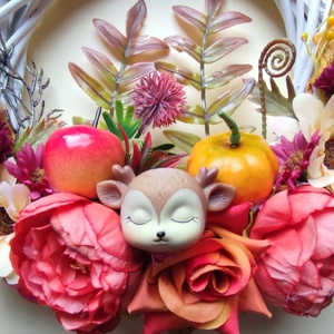 Őszi kopogtató gombás, őzikés - otthon & életmód - dekoráció - ajtó- és ablak dekoráció - ajtódísz & kopogtató - Meska.hu