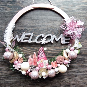 Karácsonyi ajtódísz manós, Otthon & Életmód, Dekoráció, Ajtó- és ablak dekoráció, Ajtódísz & Kopogtató, Virágkötés, MESKA