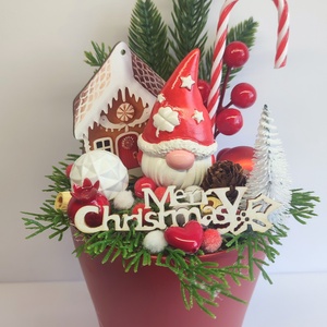 Karácsonyi dekoráció kerámia manós - Meska.hu