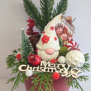 Karácsonyi dekoráció kerámia manós - Meska.hu