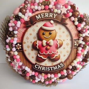 Adventi mézis macaronos kopogtató , Otthon & Életmód, Dekoráció, Ajtó- és ablak dekoráció, Ajtódísz & Kopogtató, Virágkötés, MESKA