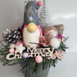 Karácsonyi dekoráció kerámia manós, Otthon & Életmód, Dekoráció, Asztal és polc dekoráció, Asztaldísz, Virágkötés, MESKA