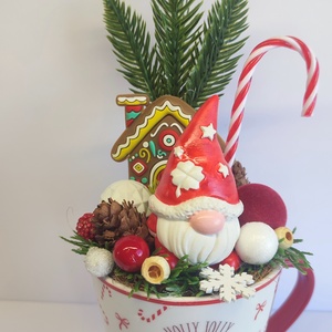 Bögrés karácsonyi dekoráció,manós - Meska.hu