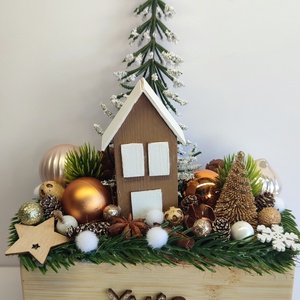 Karácsonyi dekoráció házikós, Otthon & Életmód, Dekoráció, Asztal és polc dekoráció, Asztaldísz, Virágkötés, MESKA