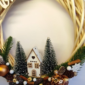 Karácsonyi ajtódísz házikóval - otthon & életmód - dekoráció - ajtó- és ablak dekoráció - ajtódísz & kopogtató - Meska.hu