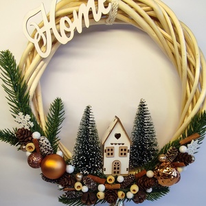 Karácsonyi ajtódísz házikóval - otthon & életmód - dekoráció - ajtó- és ablak dekoráció - ajtódísz & kopogtató - Meska.hu